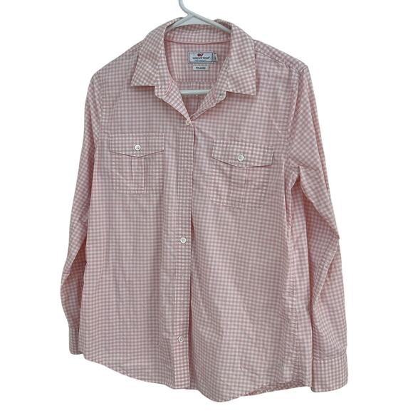 Vineyard Vines Women's Pink & White Plaid Button Up Long Sleeve Shirt Size 6 - Picture 1 of 7
